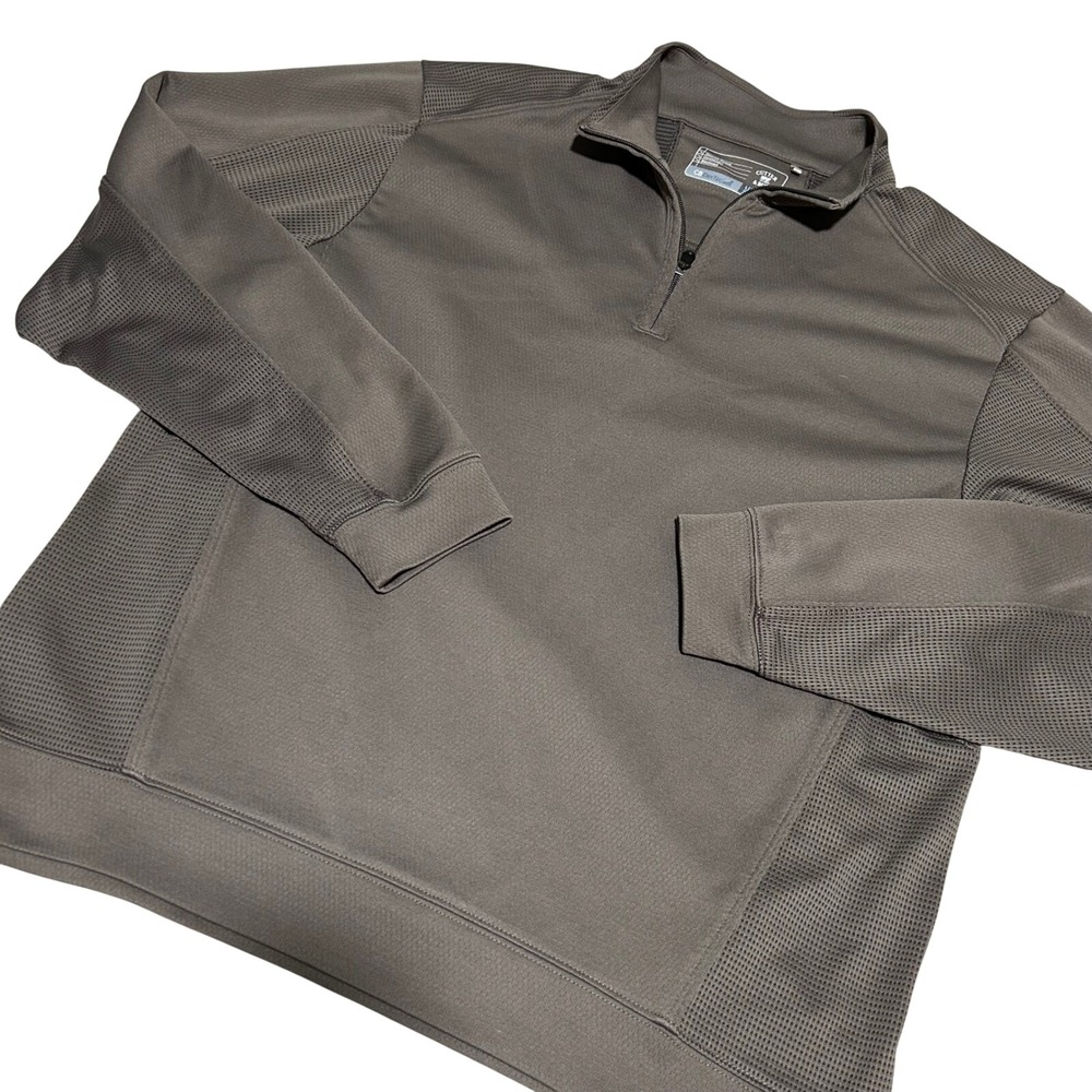 Cutter & Buck Pullover Mens Large Brown CB DryTec Quarter Zip Mesh‎ Panels L
